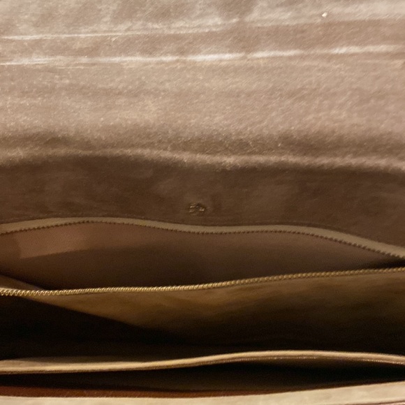 Vintage Leather Crossbody Briefcase Bag EUC One Size Brown & Gold - Picture 7 of 11